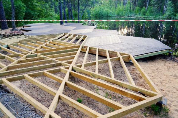 Bones of wooden deck at Michigan