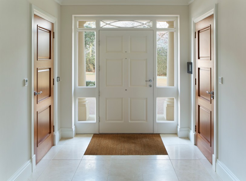 white wooden front door