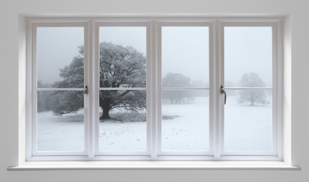 window with snow outside